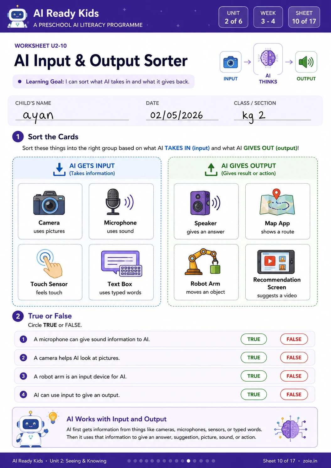 AI Ready Kids worksheet sample
